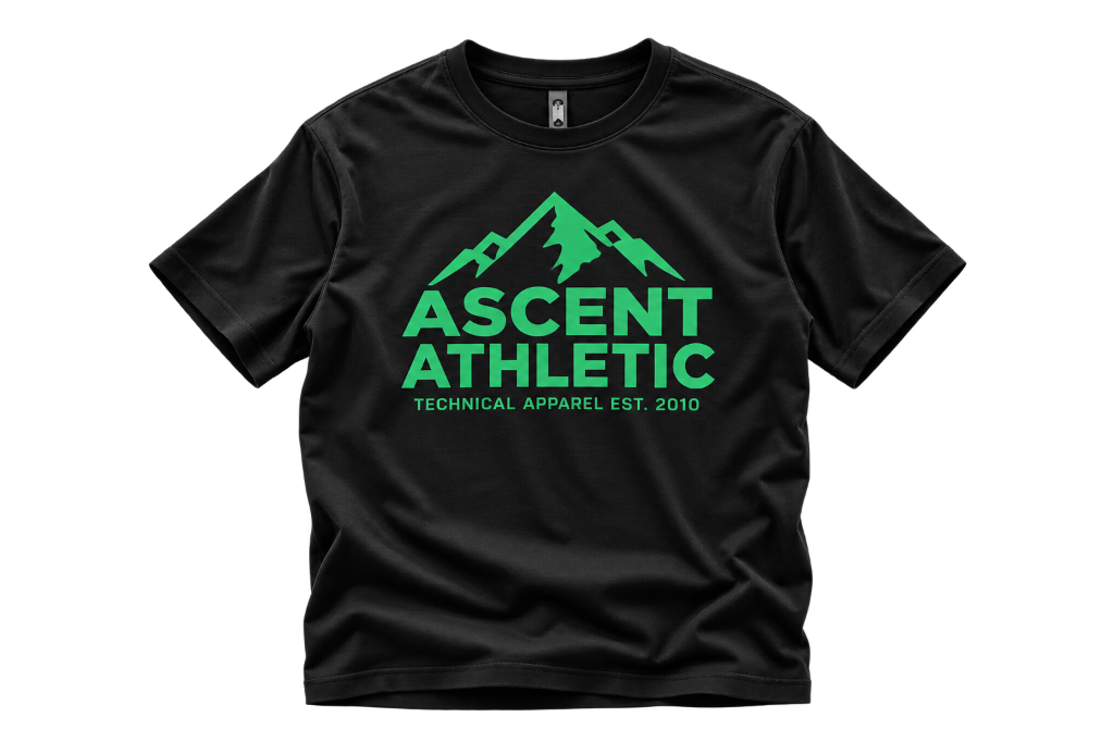 Black team shirt with Ascent Athletic print